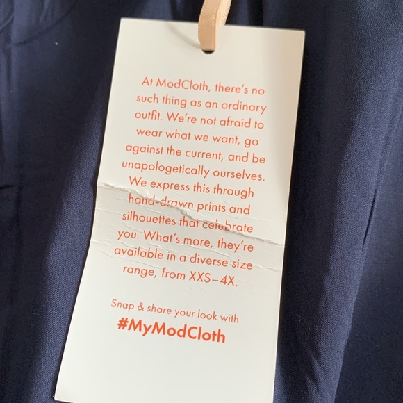 Modcloth Women's Classic Imagination Trench Coat Swing Navy Blue Red NWT Size M - Picture 11 of 16